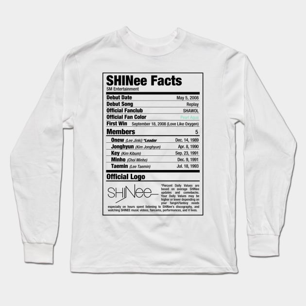 SHINee Nutritional Facts Long Sleeve T-Shirt by skeletonvenus